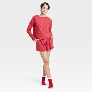 Red Sparkle Women's 3pc Socks and Pajama Set Colsie